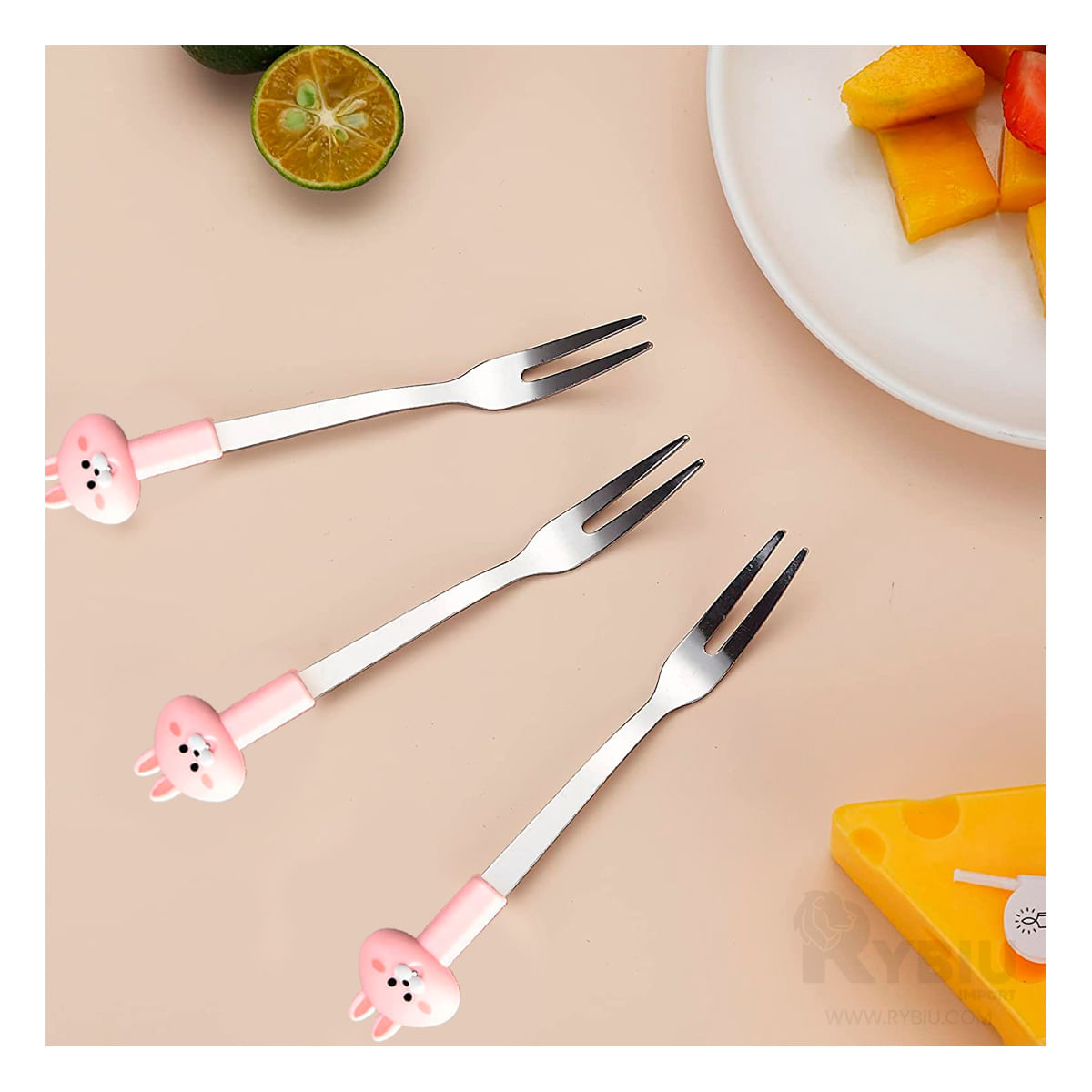 Tenedor Minimalista Diseño de Conejo Rosado Y+Agendita