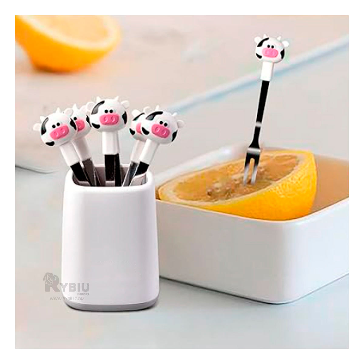 Tenedor Inoxidable de Diseño de Vaca Y+Stickers