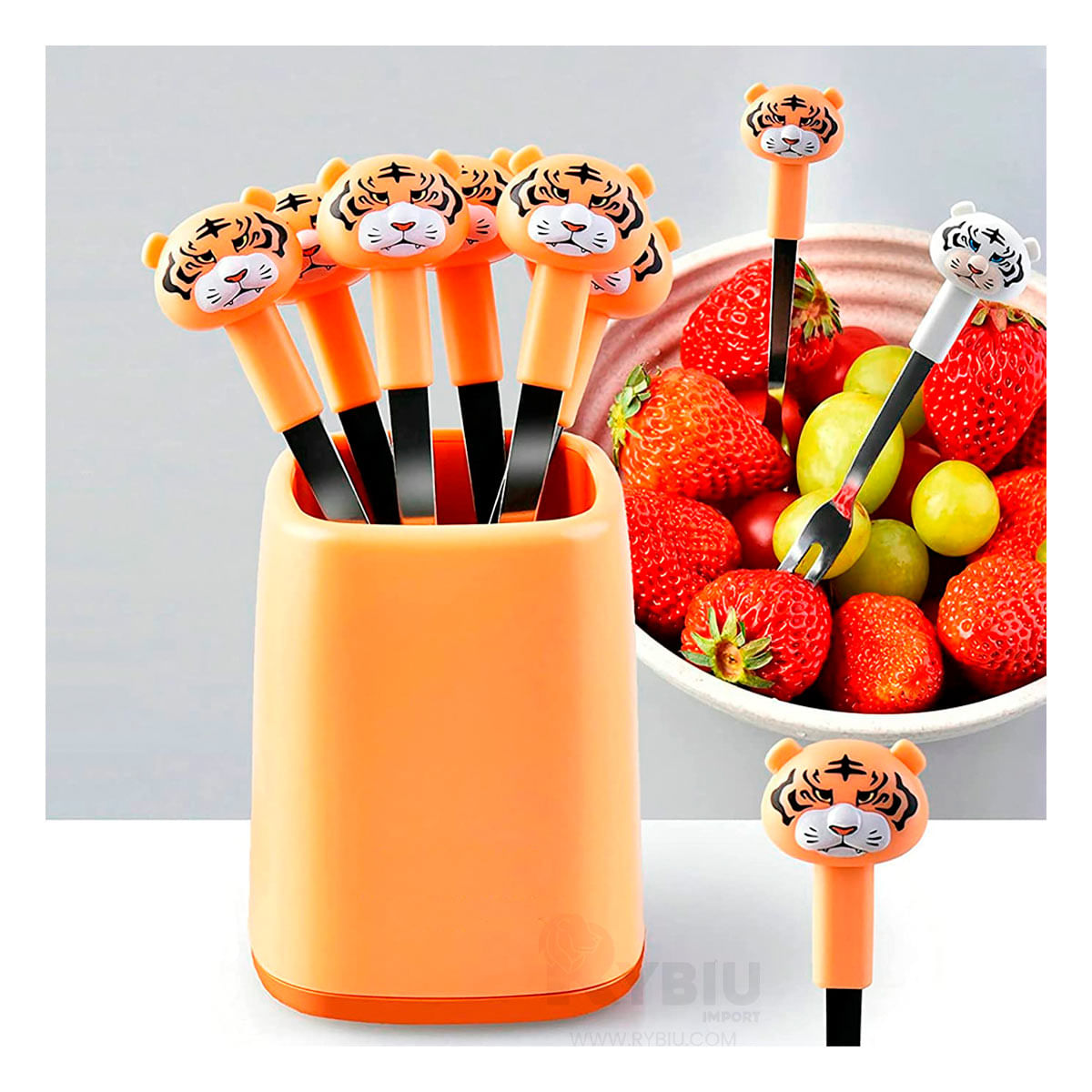 Tenedor Util para el Uso Familiar de Color Anaranjado