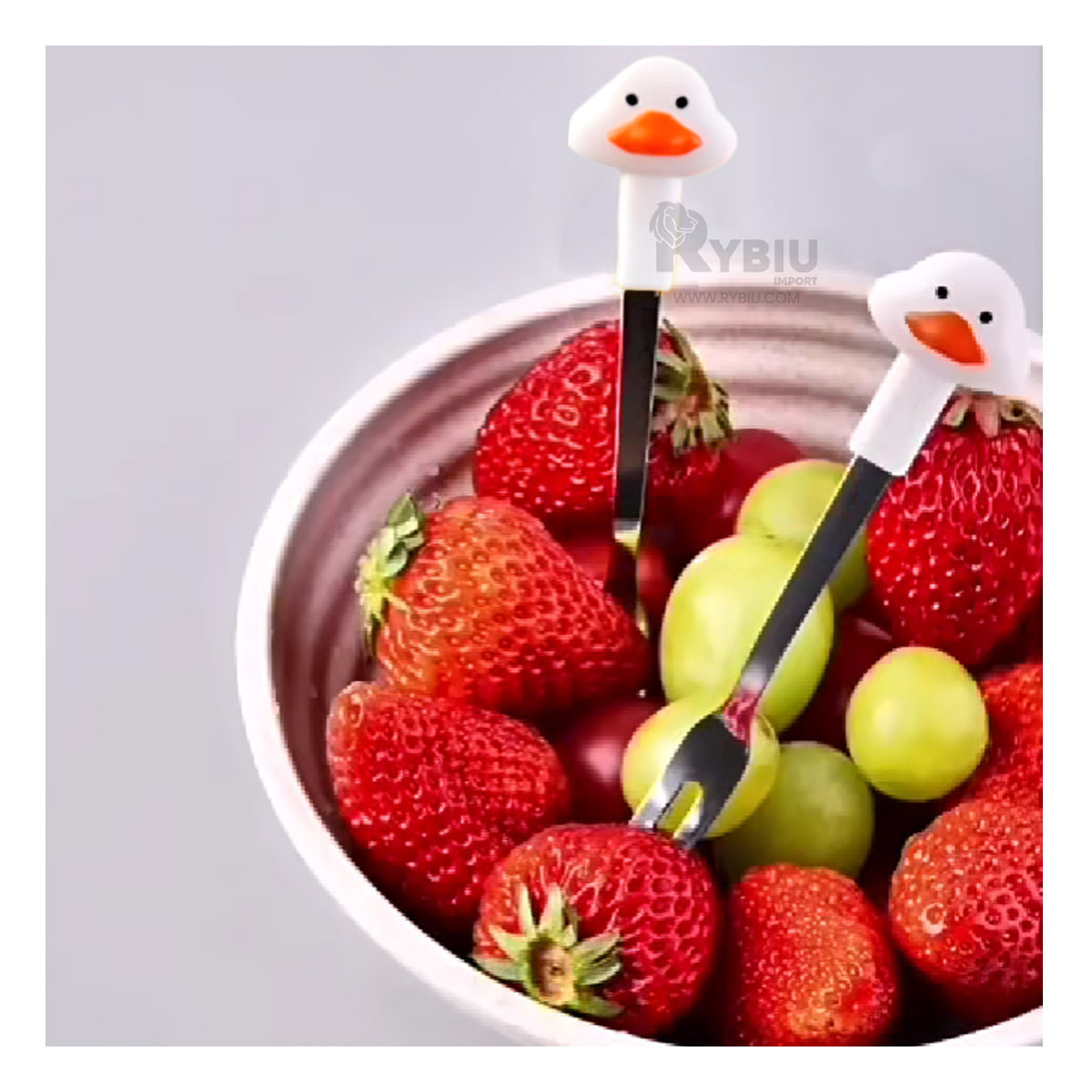 Tenedor Inoxidable con Diseño de Pato Blanco Y+Stickers