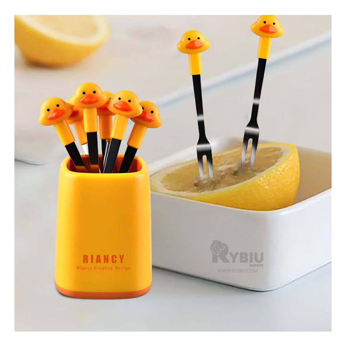 Tenedor Comodo y Resistente de Amarillo Y+Papel de Regalo