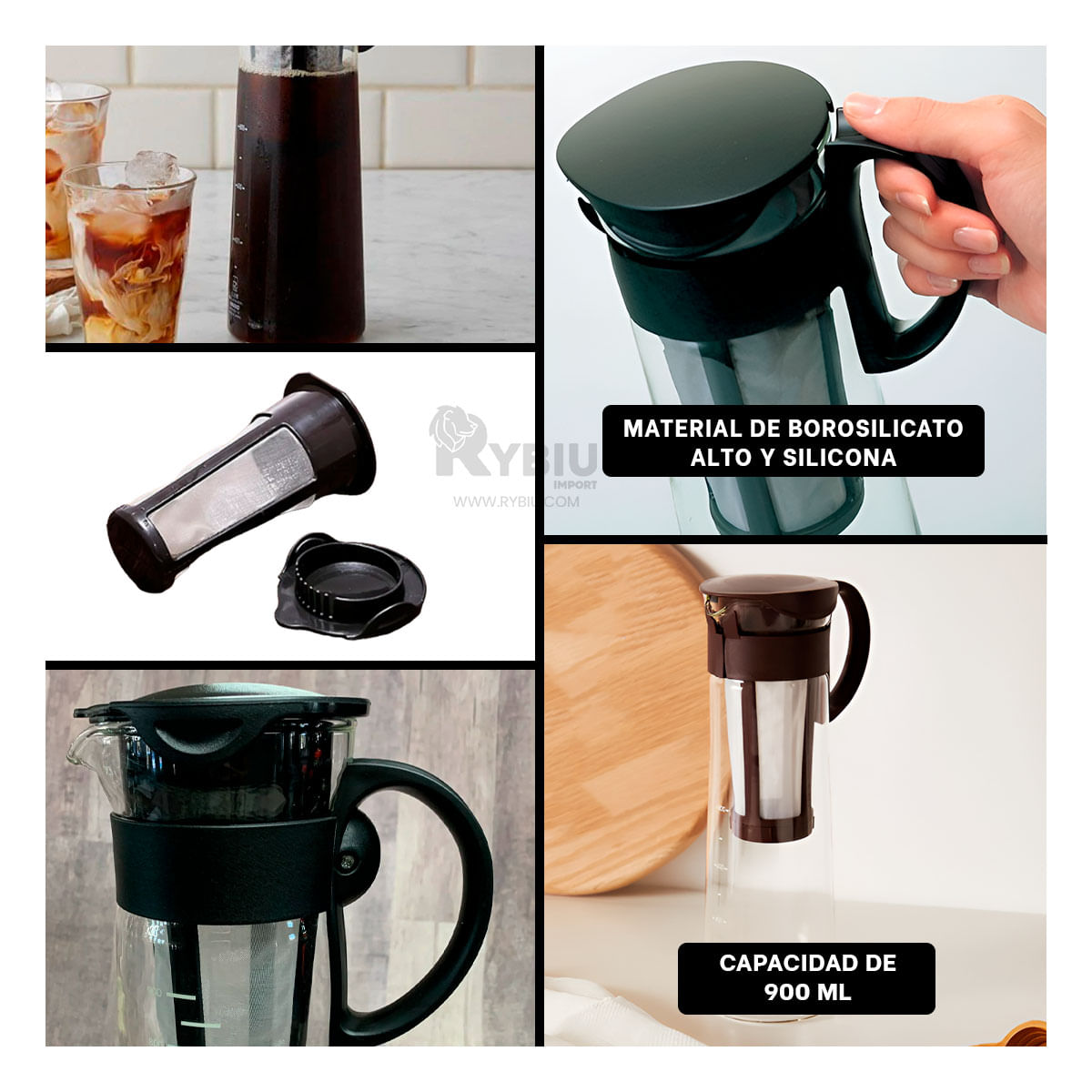 Jarra Ideal para Infusiones de Tapa Negra Y+Agendita