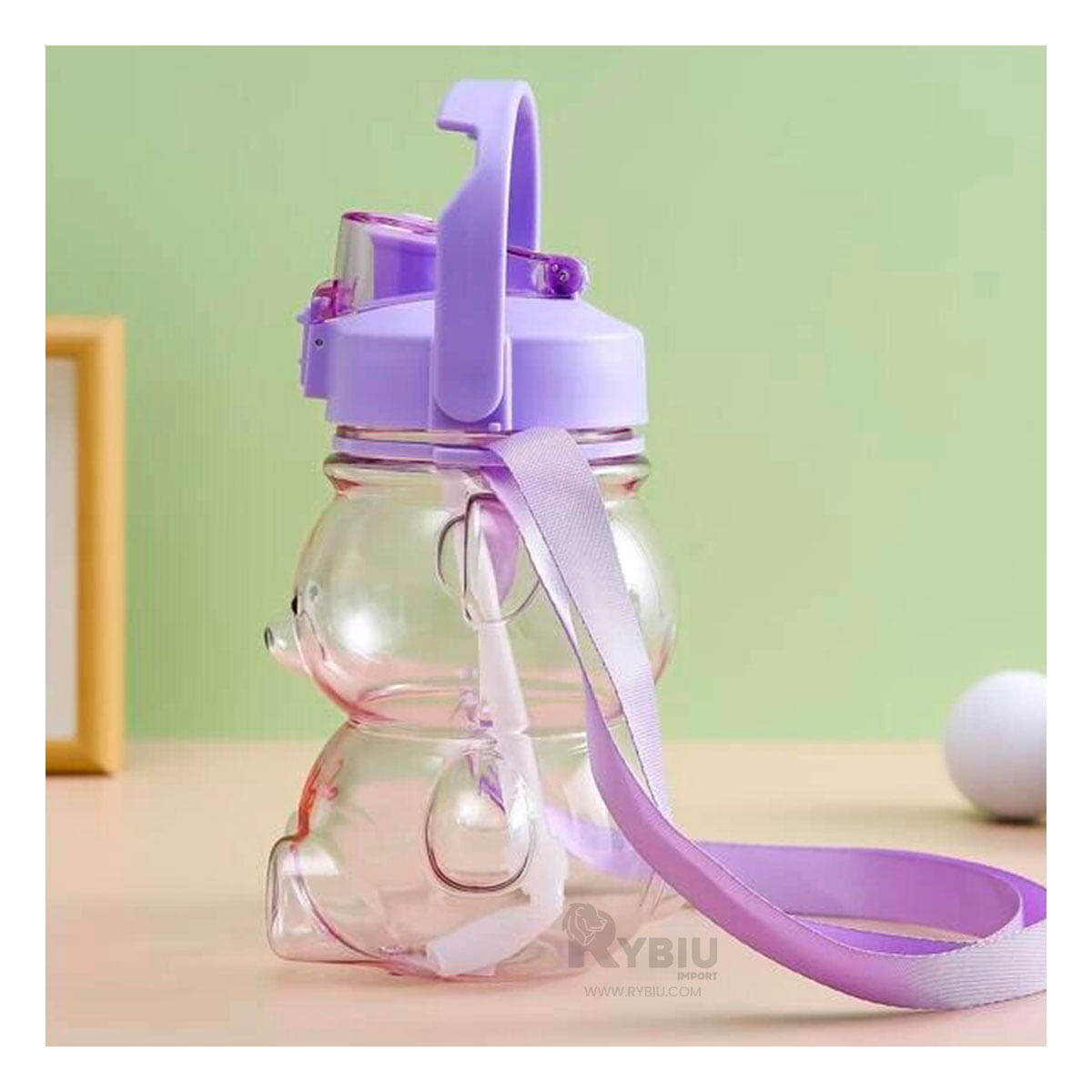 Botella Comoda para Uso Escolar Color Morado Y+Stickers