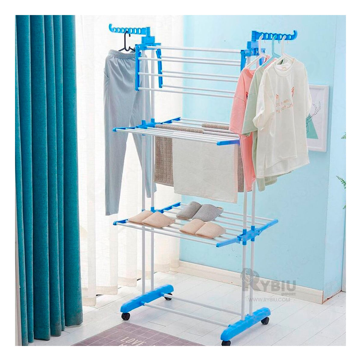 Tendedero Pegable Duradero en Celeste Y+Papel de Regalo