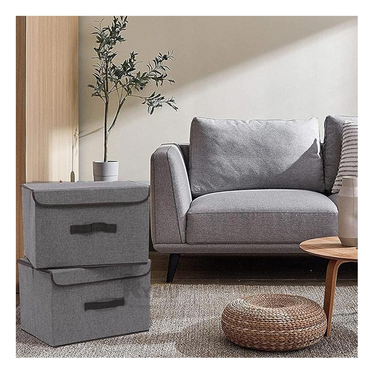 Caja Cuadrada para Guardar Ropa en Plomo Y+Papel de Regalo