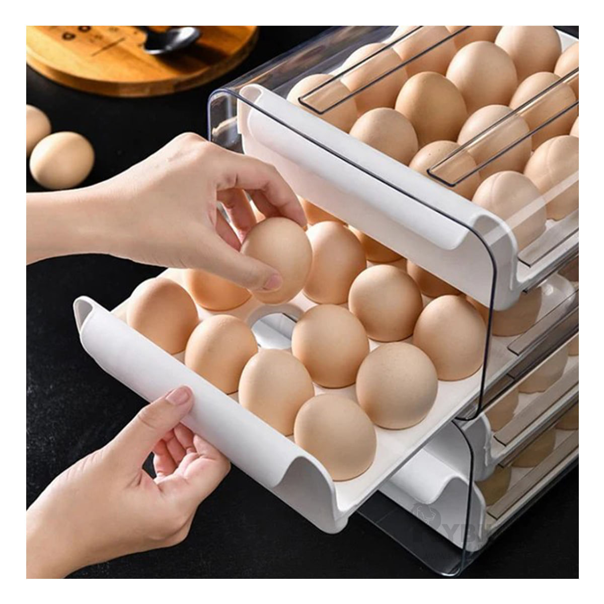 Organizador Doble Acrilico para Huevos en Blanco