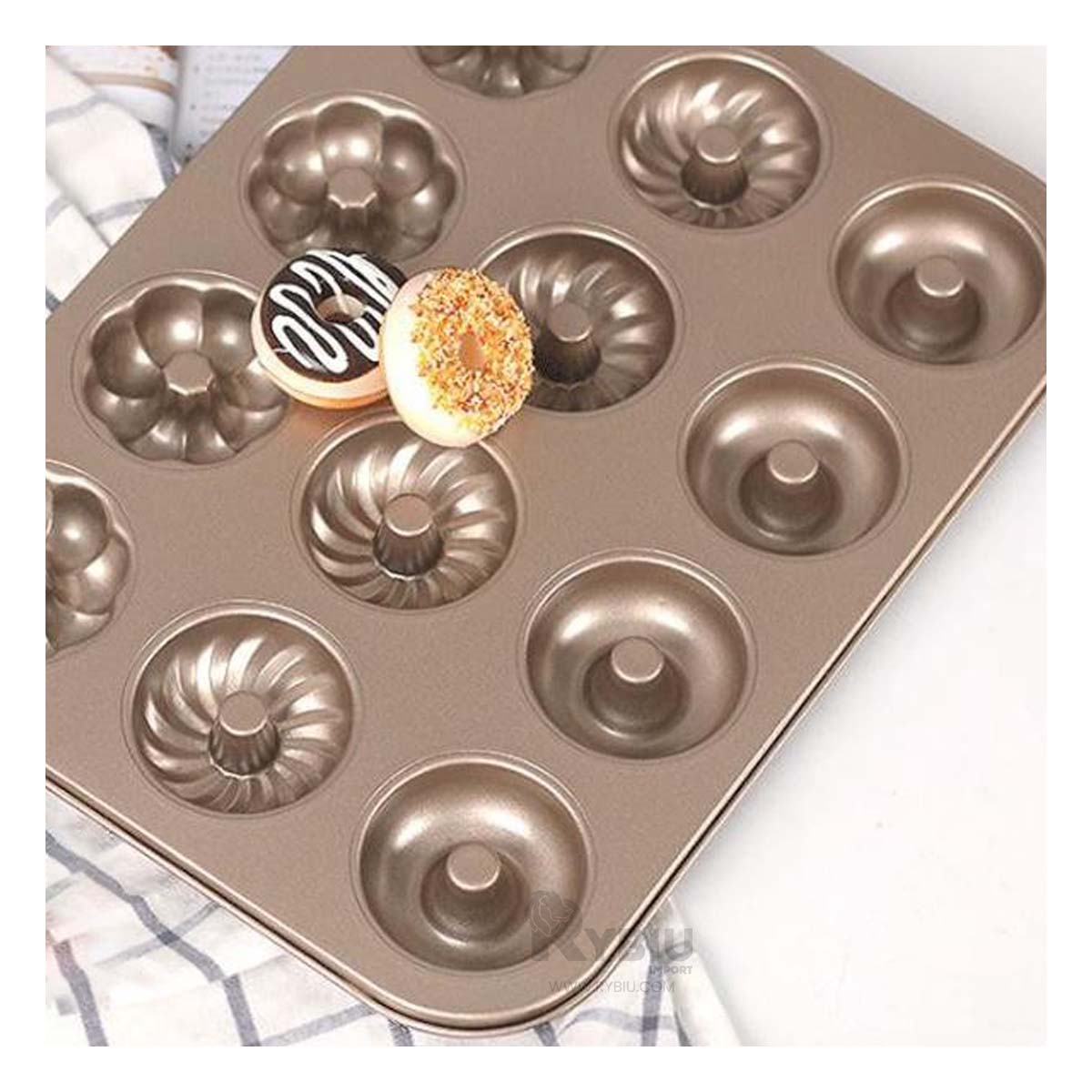 Molde de Facil uso para 12 Donas en Dorado Y+Agendita