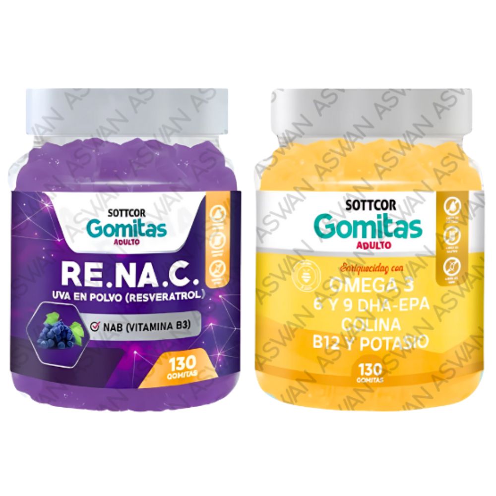 Pack Adulto Resveratrol & Omega 3 130 Gomitas - SOTTCOR