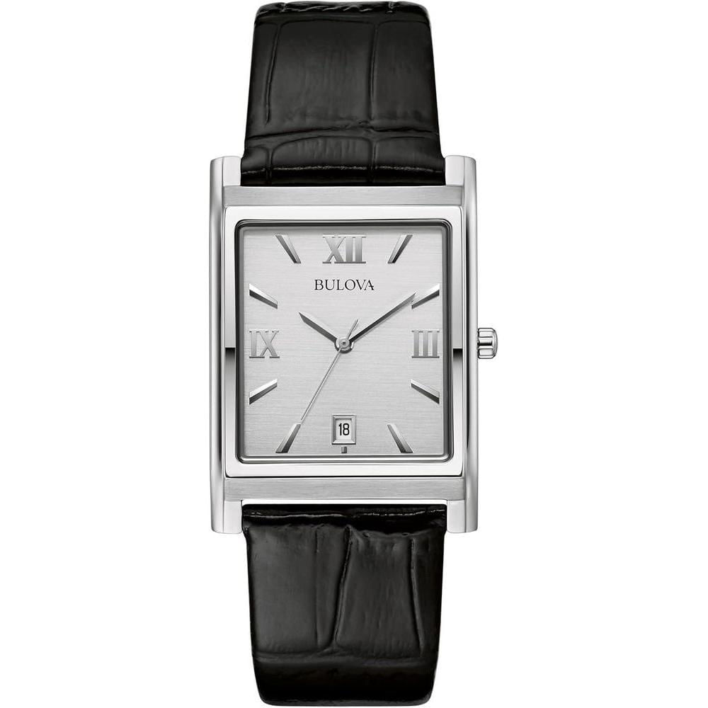 Reloj Bulova de cuarzo para hombre, acero y cuero negro
