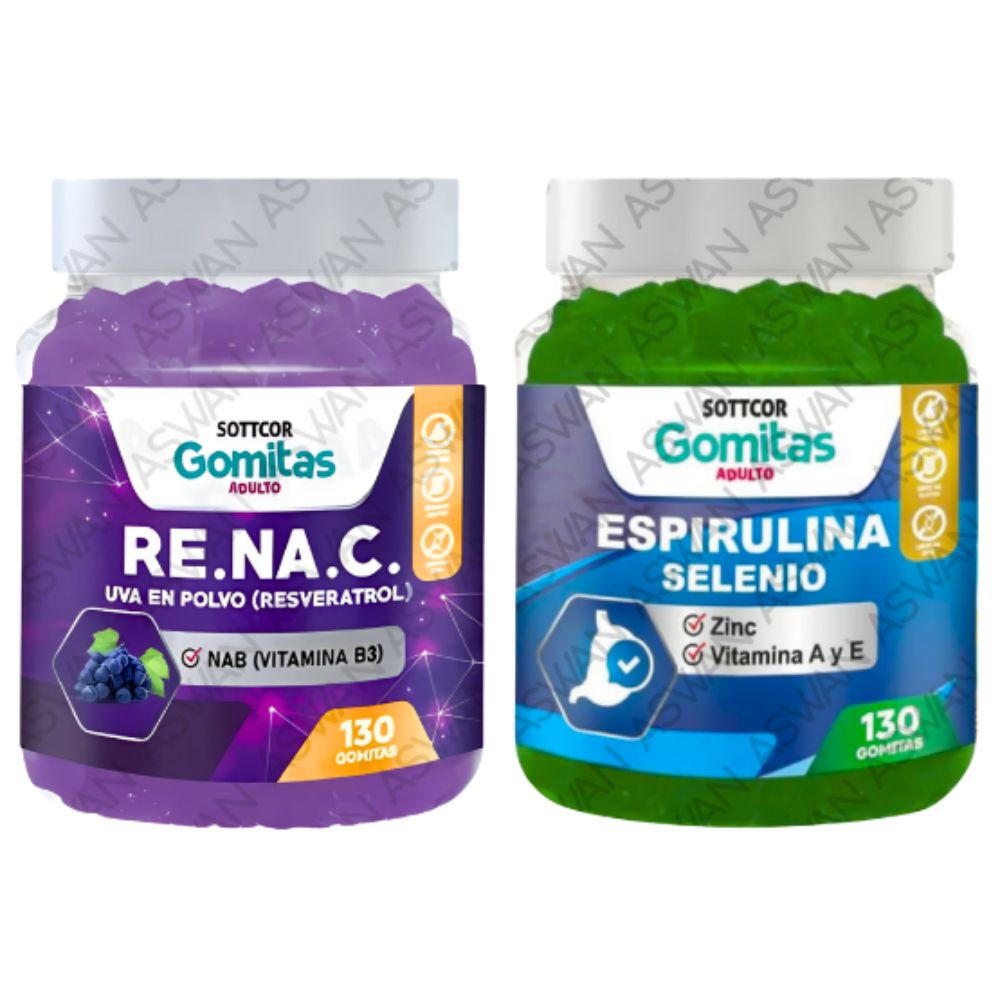 Pack Adulto Resveratrol & Espirulina 130 Gomitas - SOTTCOR