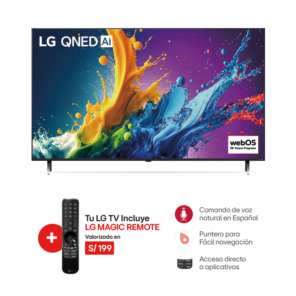 Televisor LG QNED 55"" UHD 4K ThinQ AI 55QNED80TSA