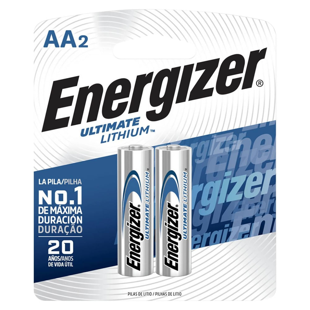 Pila Cilindrica ENERGIZER AA Litio 1.5V. Blister de 02 pilas.