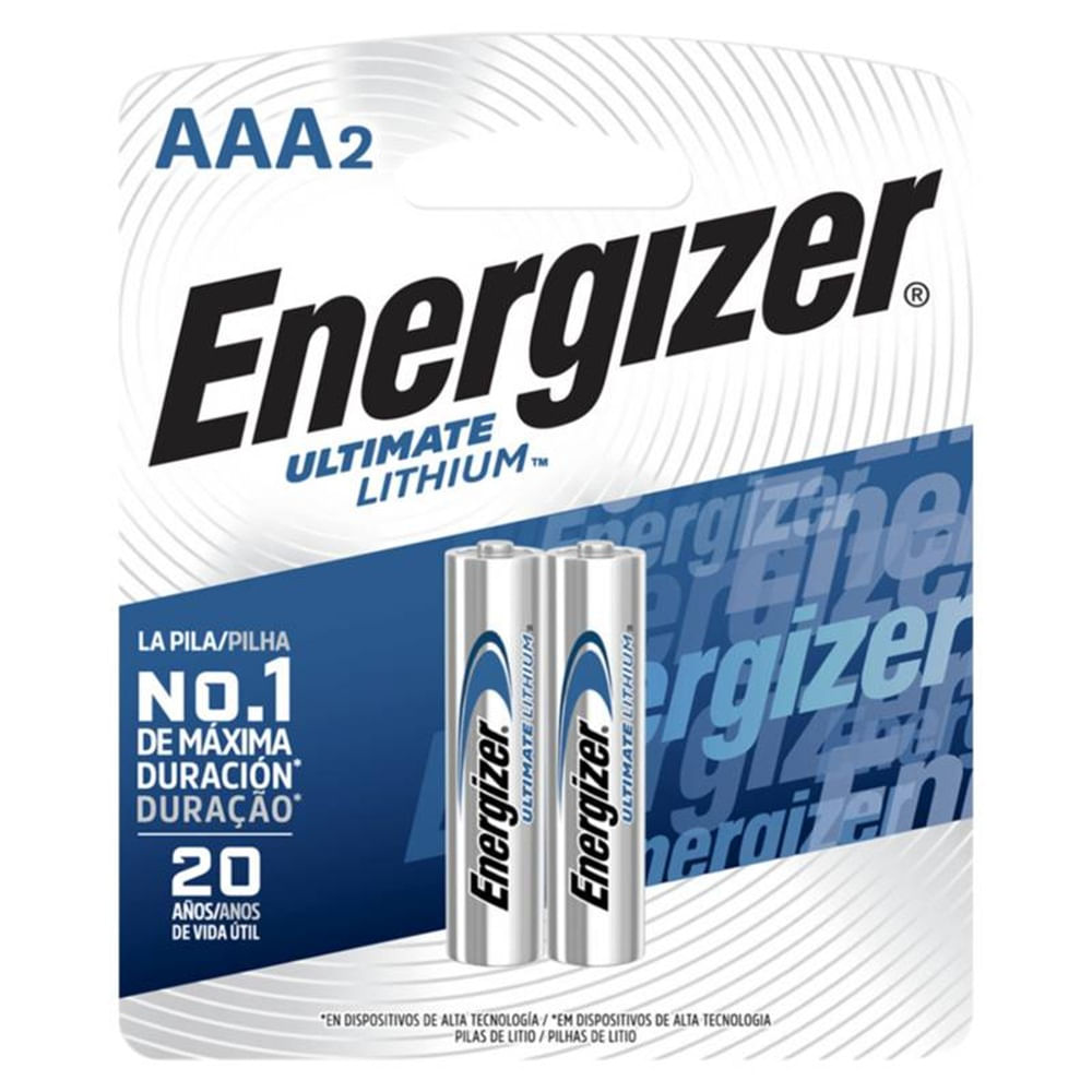 Pila Cilindrica ENERGIZER AAA Litio 1.5V. Blister de 02 pilas.