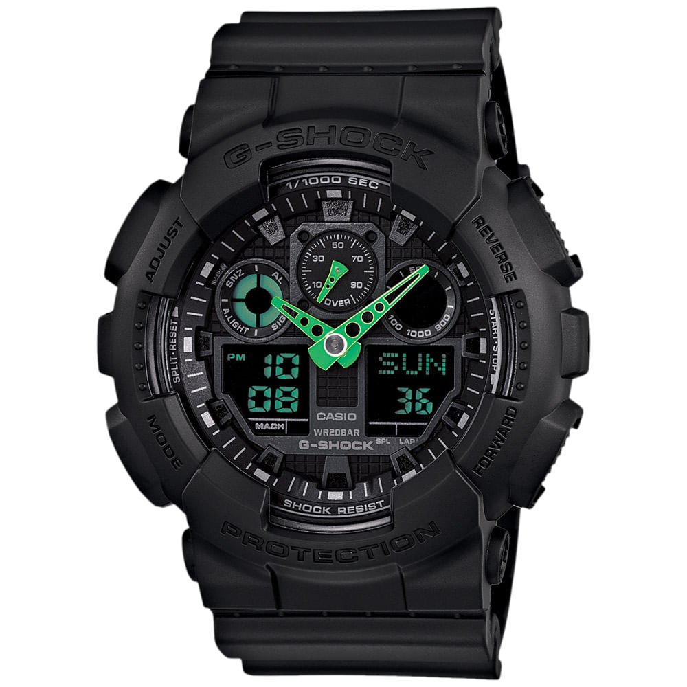 Reloj Casio G-Shock GA100C-1A3 Digital Analógico Acuático Luz Automática Resina Negro