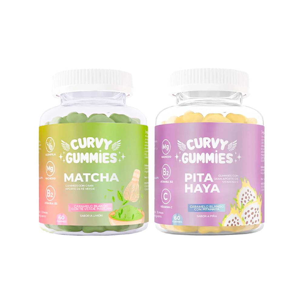 Pack Curvy Gumiies Matcha 60 Gomitas + Pitahaya 60 Gomitas
