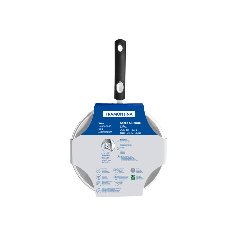 Sartén Wok con Tapa 28 cm Solar Silicone - 62138/280 Tramontina