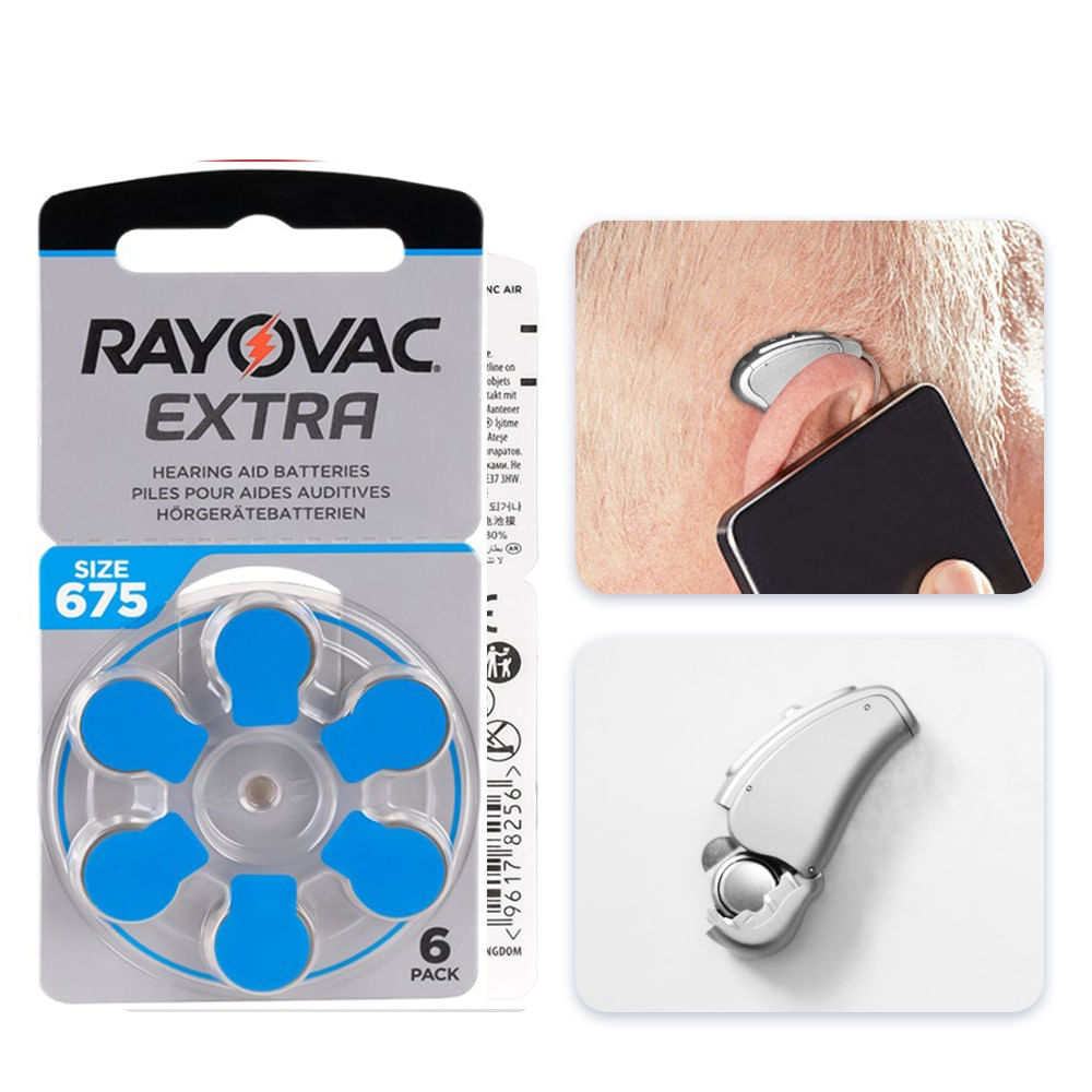 Blister de 06 Pilas Rayovac 675 para Audifonos Medicados