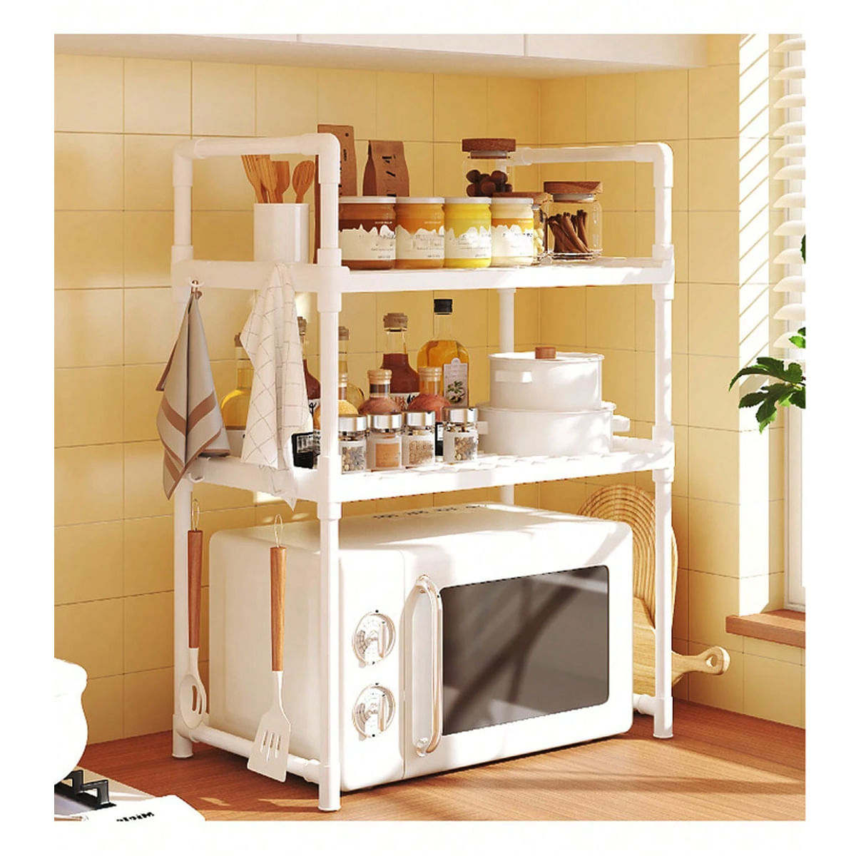 Estante Organizador De Cocina Para Microondas 3 niveles Blanco