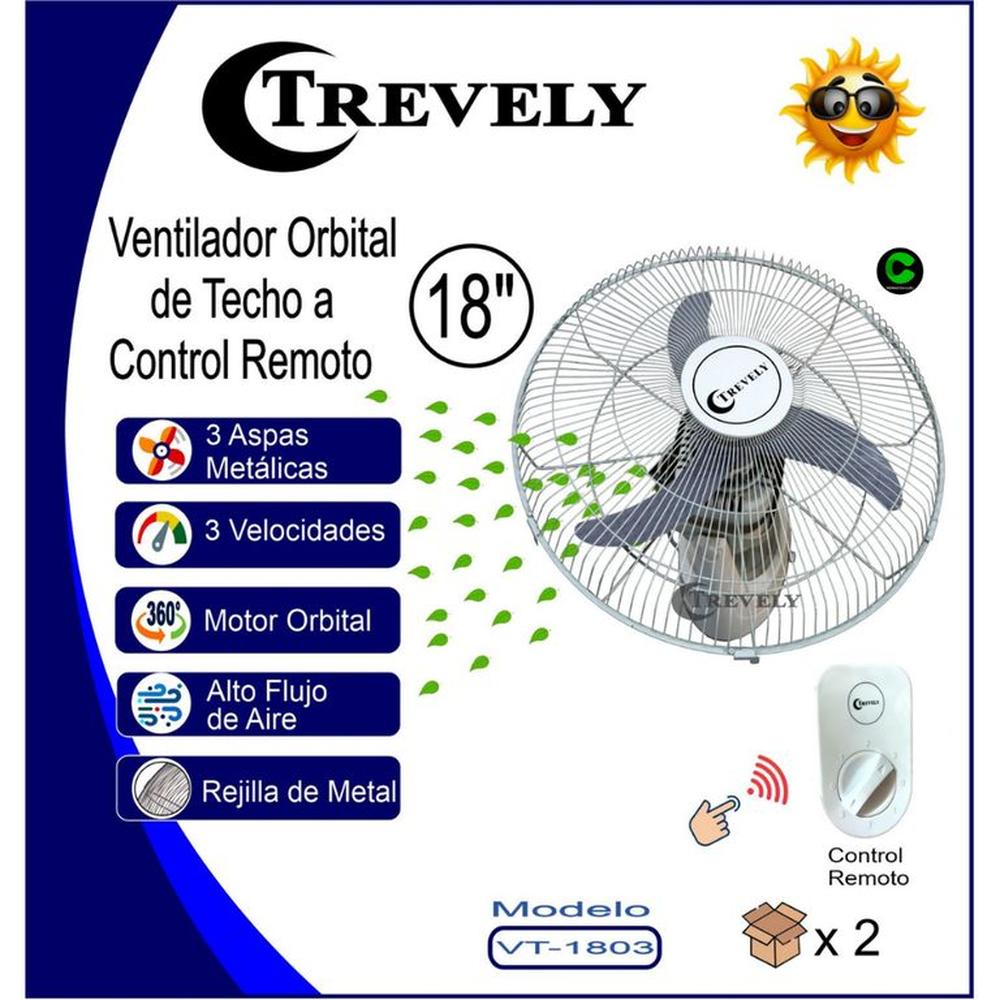 Ventilador De Techo Trevely Vt-1803 18 80 Watts 3 Aspas con Control