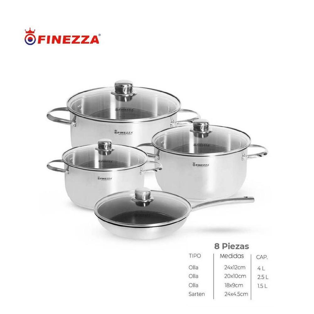 Juego de ollas acero inoxidable FZ-976AE-IN FINEZZA 8 PZAS