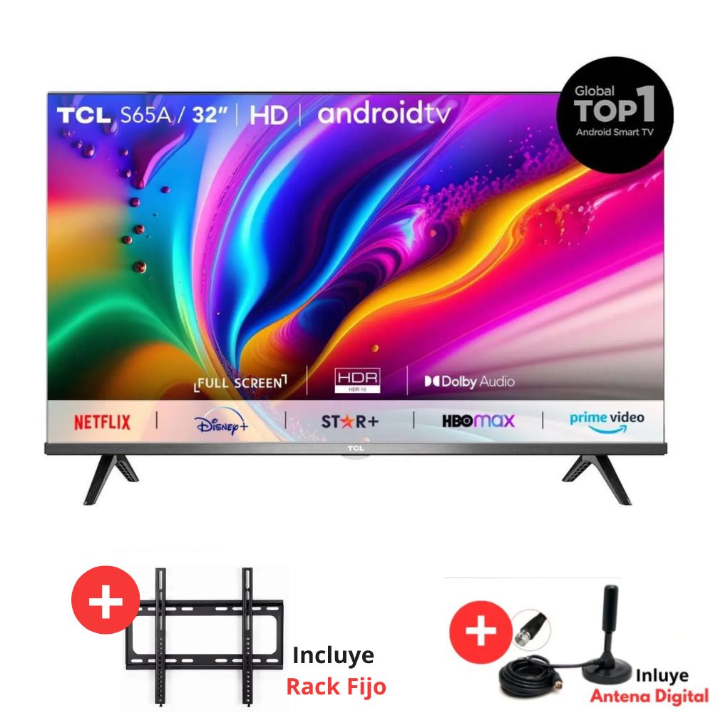 Televisor TCL Led 32 Smart HD Dolby Vision Android TV + Antena Digital ...