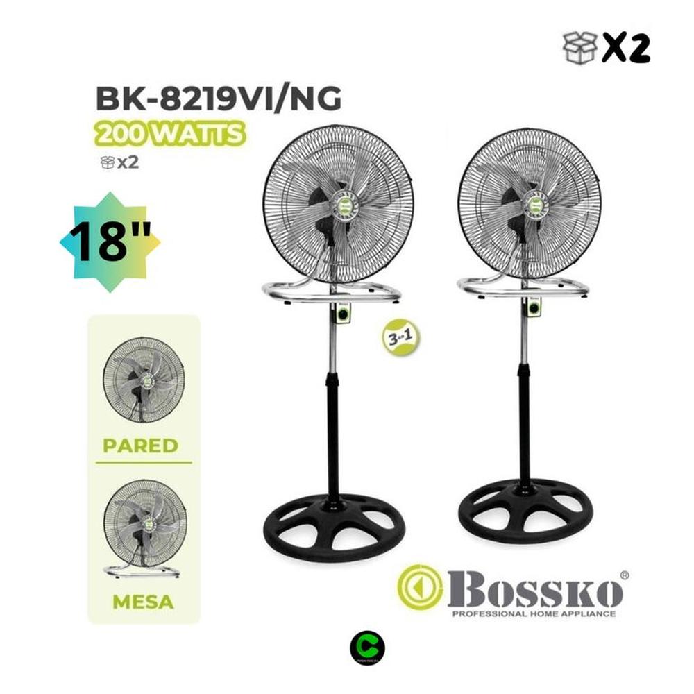Ventilador Bossko 5 Aspas 3 En 1 De 18pulgadas 200W BK-8219VI NG X2 UNIDADES