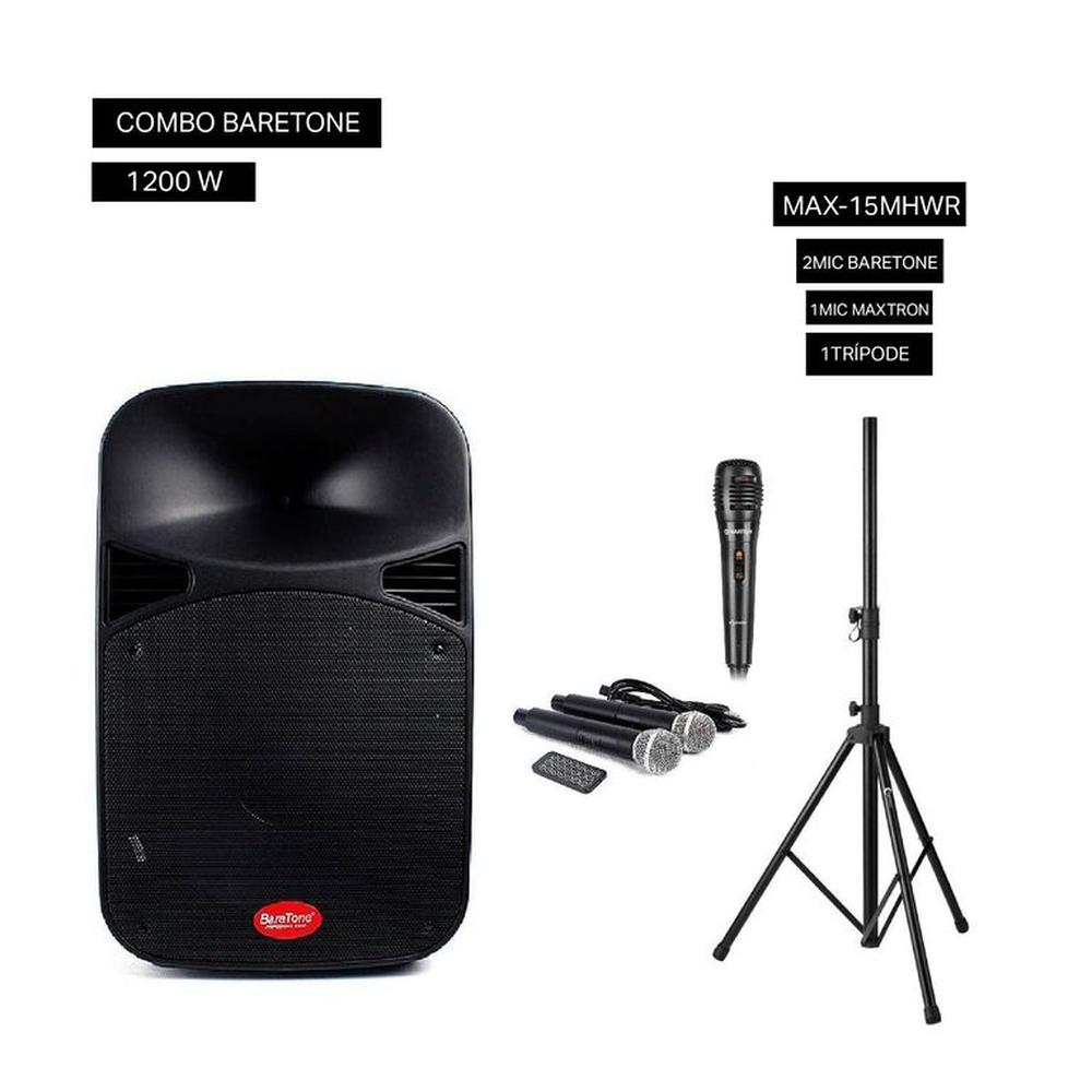 Combo Parlante BARETONE + 3 MICROFONOS+ TRIPODE 1.5