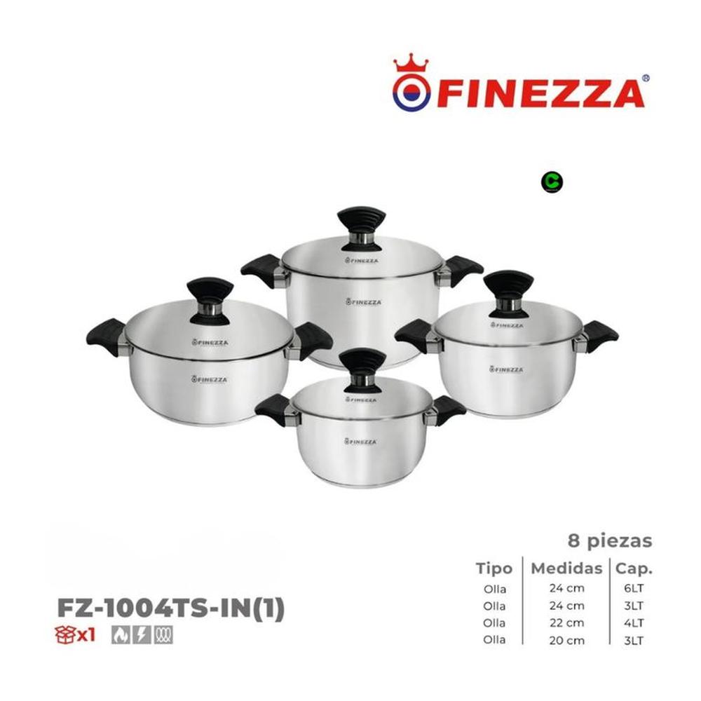 Set de ollas de acero Inoxidable Finezza FZ-1004TS-IN 8 Piezas