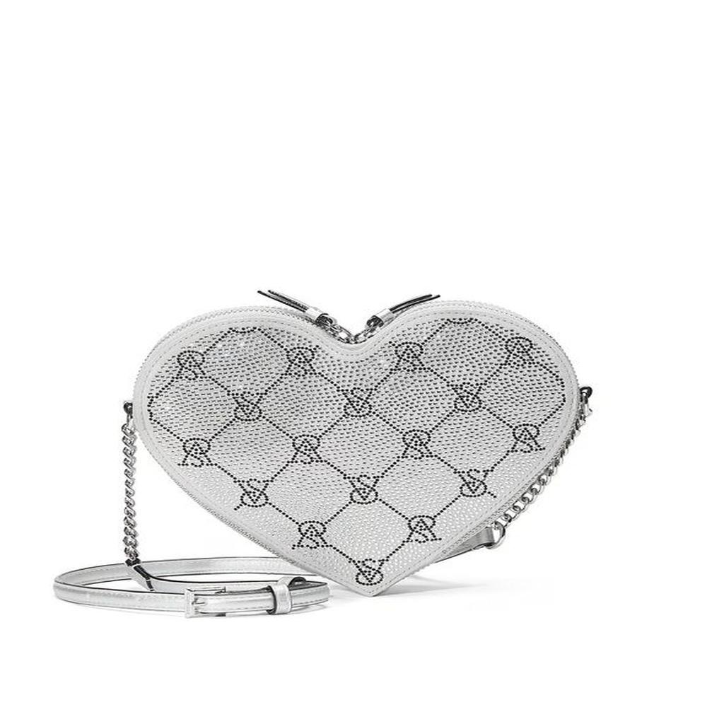 Crossbody plateado brillante de corazón victorias secret