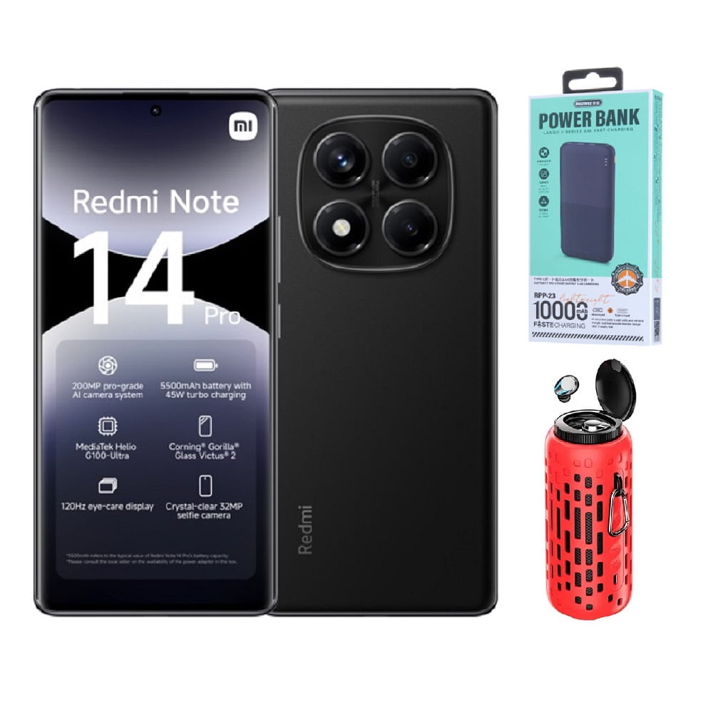 Xiaomi Redmi Note 14 Pro 4G 256GB Negro - Cargador 10000mAh - Smartwatch - Audifonos