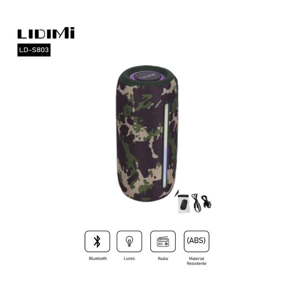 Parlante Portatil Bluetooth LIDIMI LD-S803 CLuces - Verde Militar
