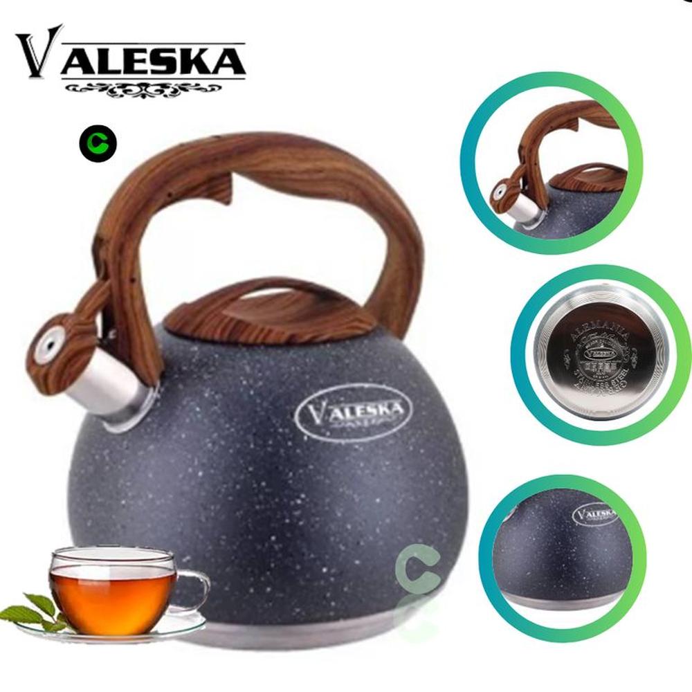 Tetera VALESKA Silbadora De Roca Volcánica 5 Litros VL-MK590 - PLOMO