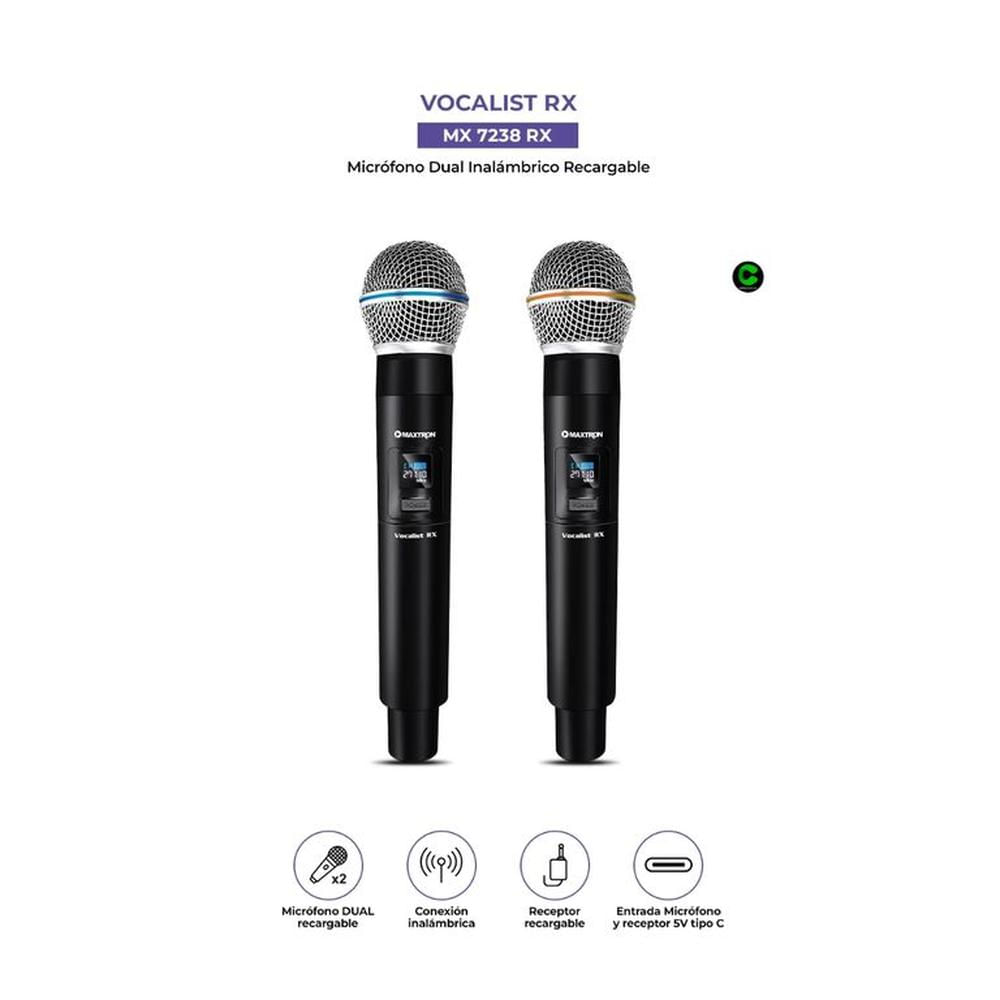 Micrófono Maxtron Vocalist RX MX7238RX Wireless Pack x2