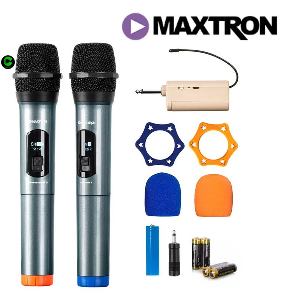 Micrófono MAXTRON MX7258 Profesional 2 Inalámbrico Dual
