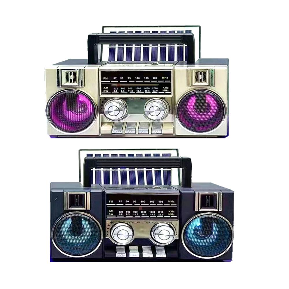 Radio KTF-2210 con Panel Solar Recargable Bluetooth Luces RGB