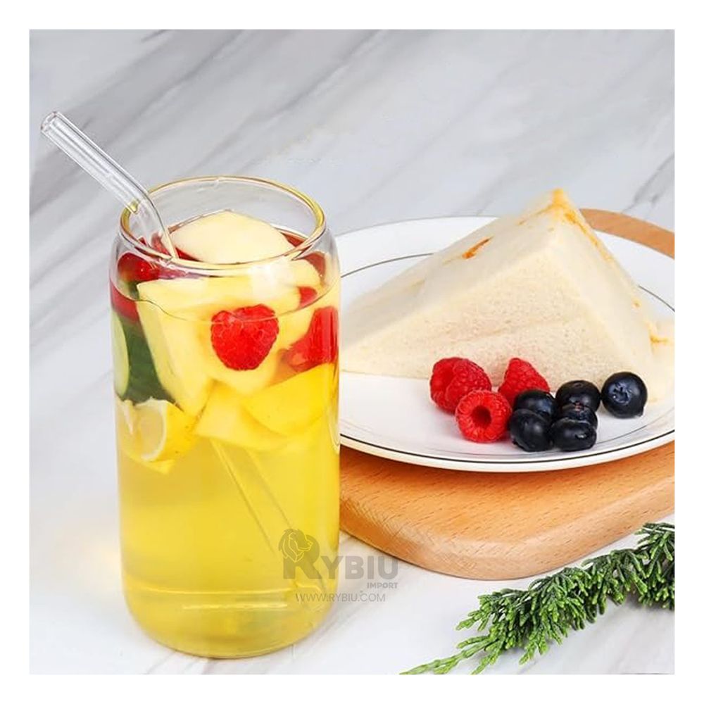 Vaso de Vidrio de 500 ml con Sorbete de Estilo Recto Vaso de Vidrio de 500 ml con Sorbete de Estilo Recto