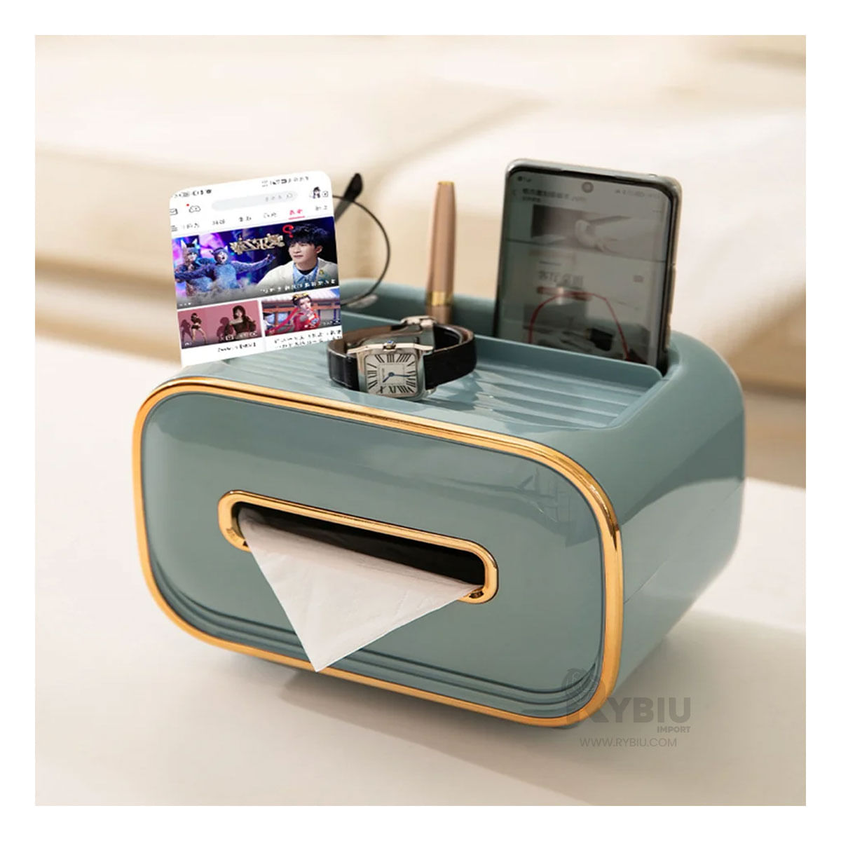 Caja para Organizar Pañuelos en Color Celeste Y+Agendita