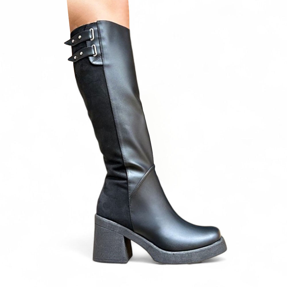 Botin Mujer Punta Cudrada Taco 7 2086L-75 Color Negro Talla 38