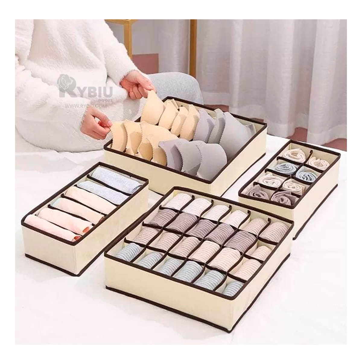 Set de Organizacion para Calcetines Beige Y+Papel de Regalo