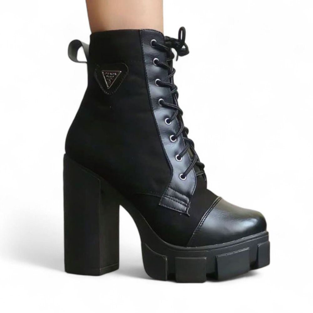 Botin Mujer Prapra Taco 9 2086L-68 Color Negro Talla 38