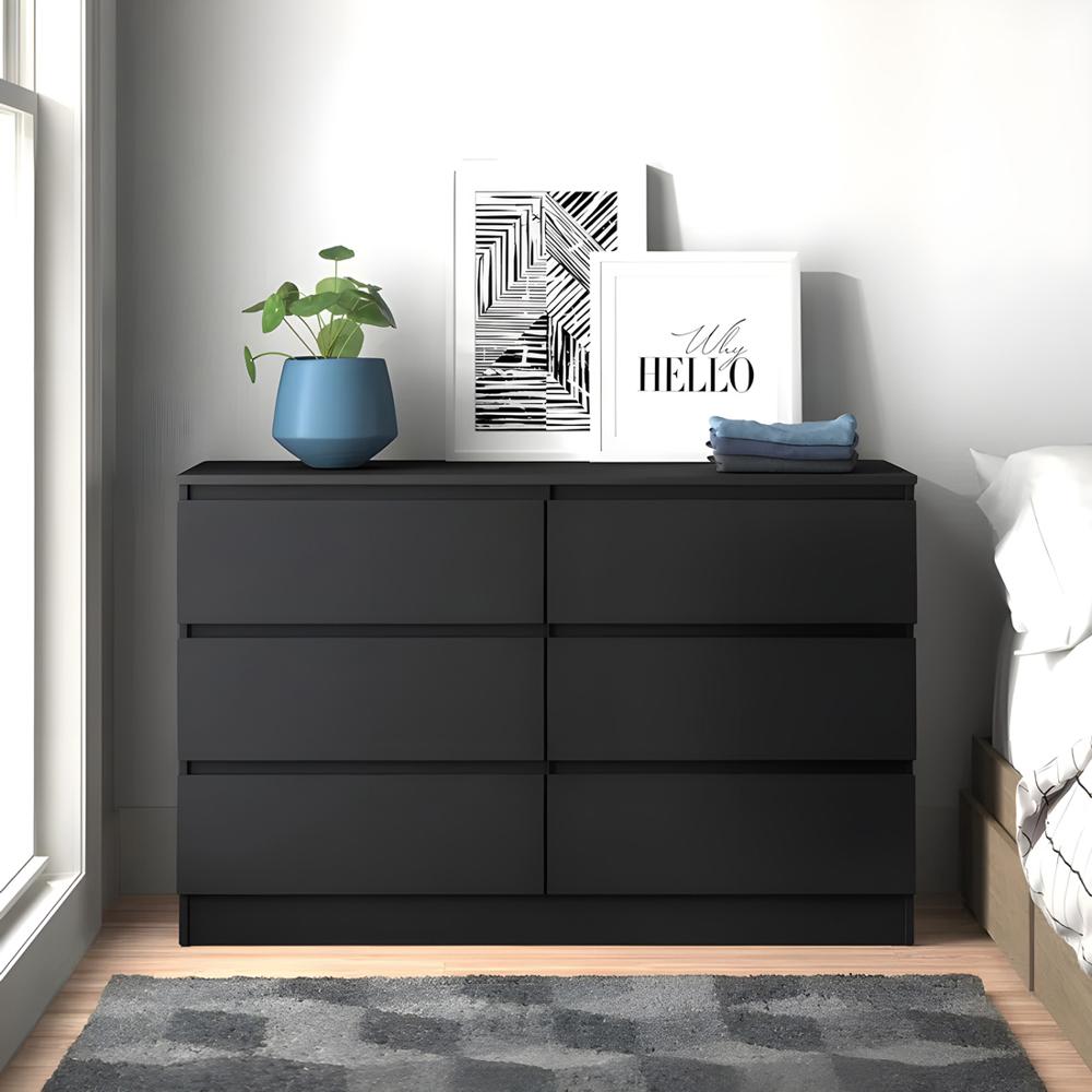 Cómoda Francine 6 Cajones Negro 100 cm Huk Cómoda Francine 6 Cajones Negro 100 cm Huk