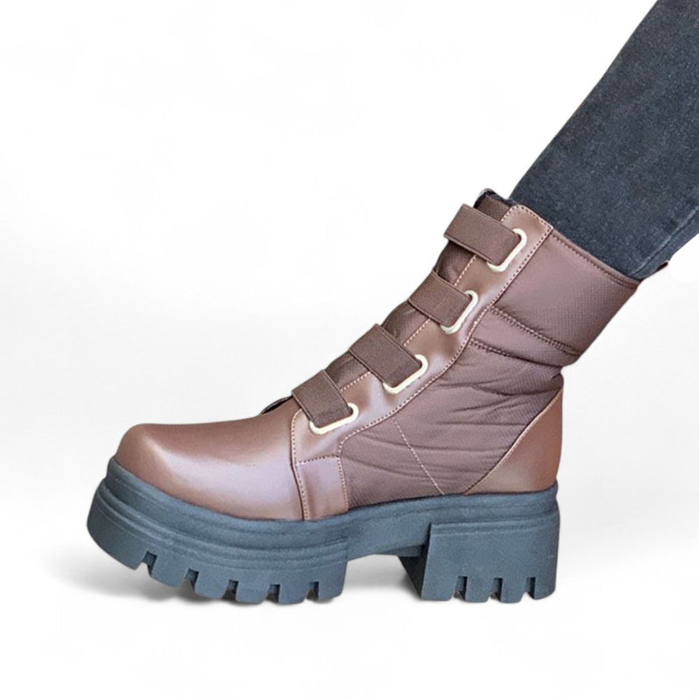 Botin Mujer Impermiable Taco 5 2086L-65 Color Marron Talla 36