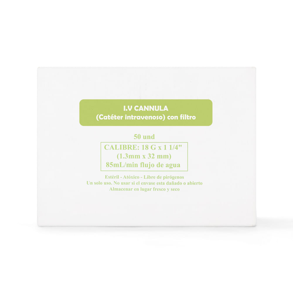 Catéter Intravenoso I.V Periférico 18 G X 1 1/4"" CAJA 50 UND