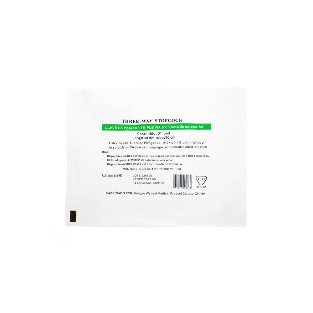 Llave de Paso Triple Vía Con Tubo de Extensión 30 CM CAJA 50 UND