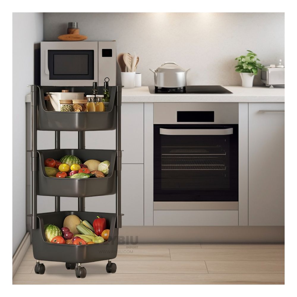 Carrito Cuadrado Organizador con 3 Niveles de Color Negro Carrito Cuadrado Organizador con 3 Niveles de Color Negro