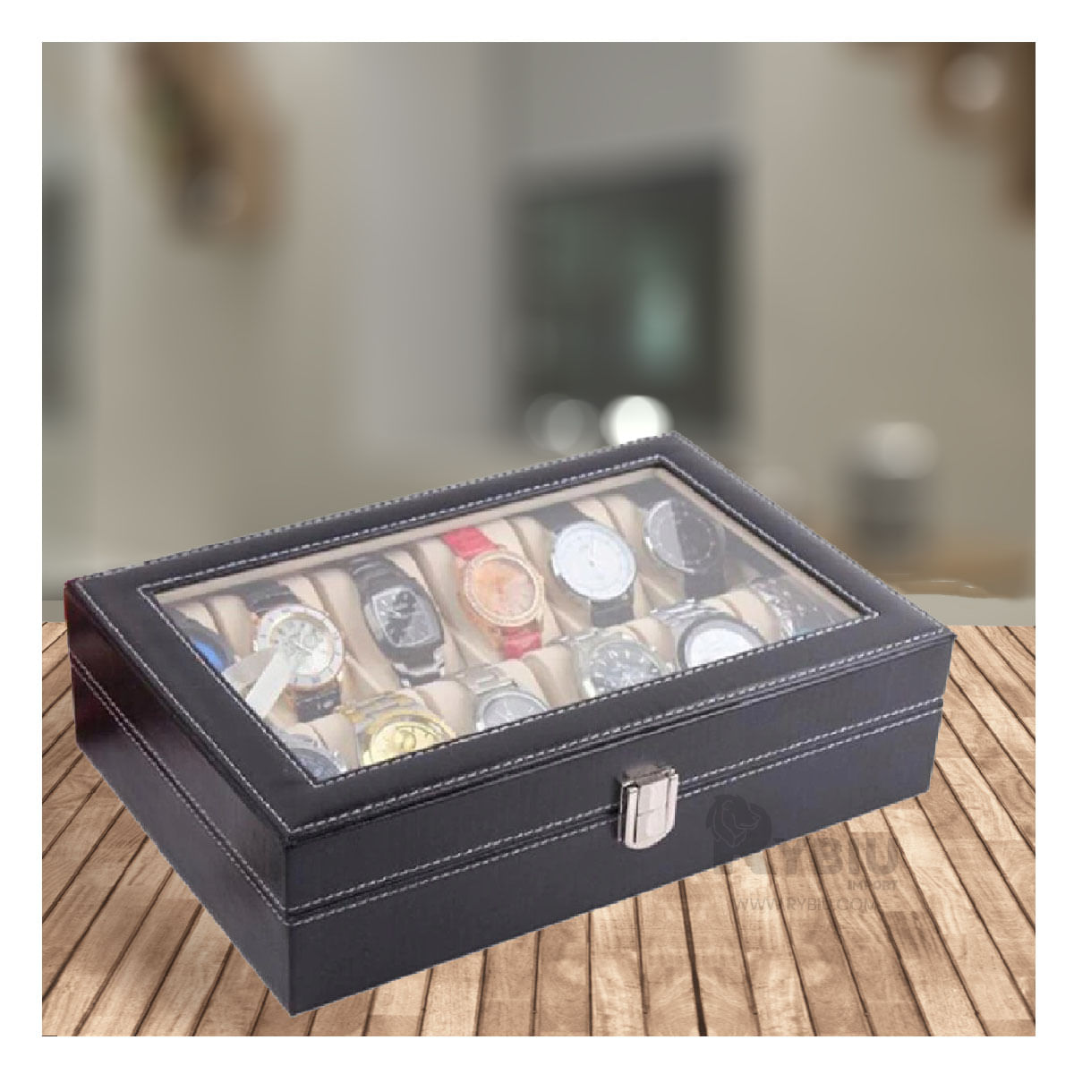 Organizador Porta Reloj con Separadeores Negro