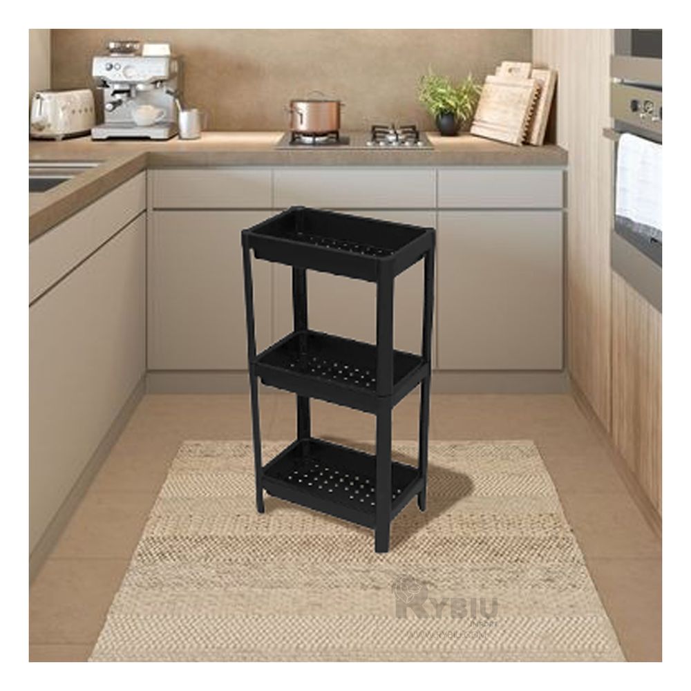 Estante Practico de 3 Niveles de Color Negro Y+Stickers Estante Practico de 3 Niveles de Color Negro Y+Stickers