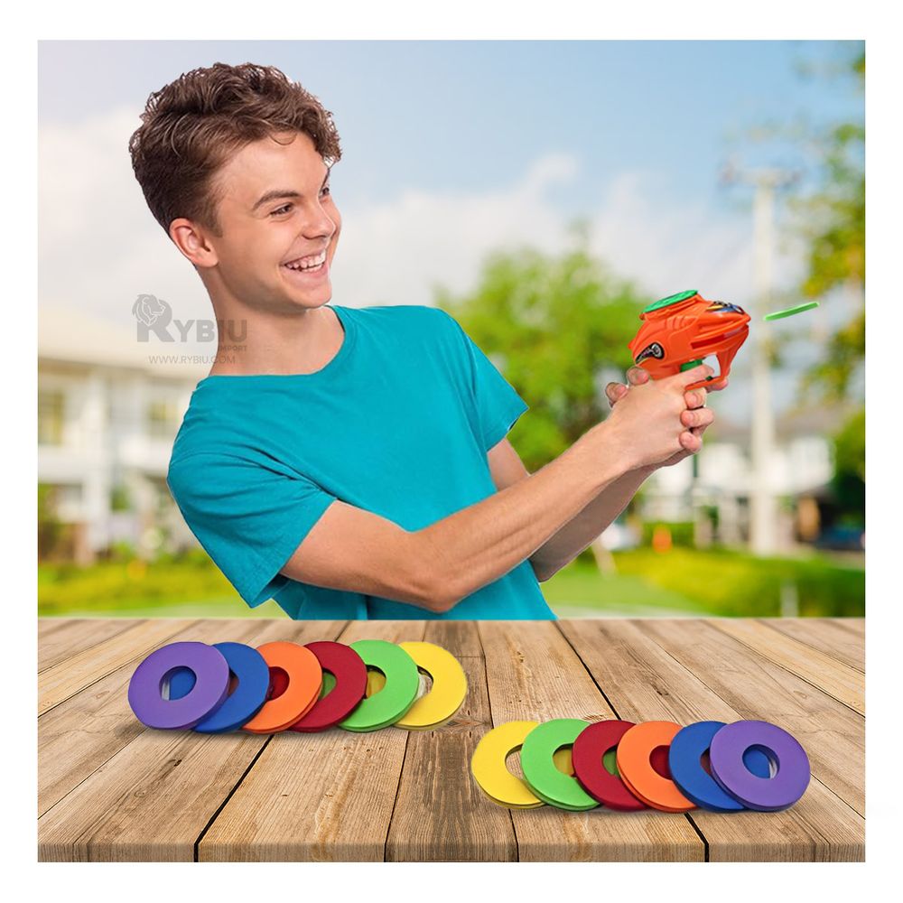 Pistola Arroja Saetas en Color Anaranjado Y+Stickers Pistola Arroja Saetas en Color Anaranjado Y+Stickers