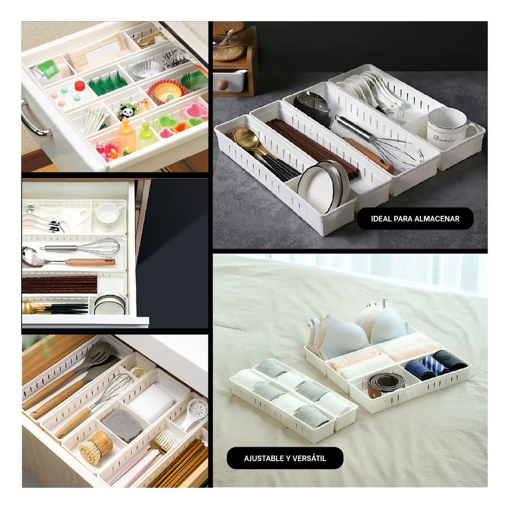 Cesta Organizadora con Tableros de 34.6x8x5cm de Blanco Cesta Organizadora con Tableros de 34.6x8x5cm de Blanco