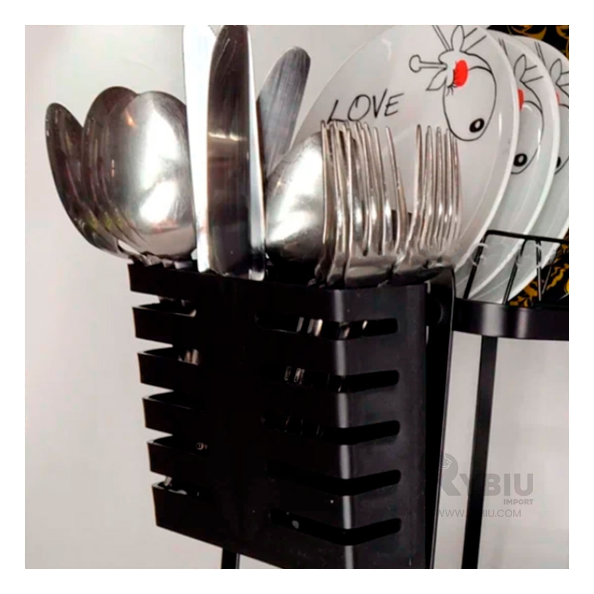 Escurridor con Soporte en Color Negro Y+Papel de Regalo